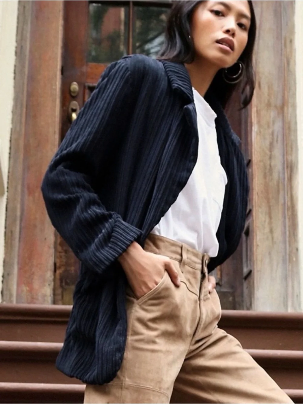 Free People / We the Free - Everly Corduroy Blazer - Black - Size Small